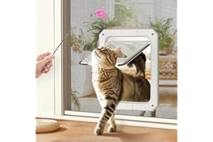 LIBBEPET Cat Door for Screen Door, Lockable Cat Screen Door for Cats & Small Dogs Up to 20 lbs, Magnetic Flap Opening 7 x 9 i