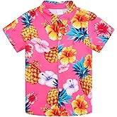 Enlifety 2-10T Kids Hawaiian Shirt Boys Girls Short Sleeve Button Down Shirts Hawaii Summer Casual Blouse