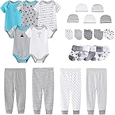 MAMIMAKA Newborn Layette Gift Set Bodysuits Pants for Baby Girl and Boy 24 Piece 100% Cotton Essentials and Accessories