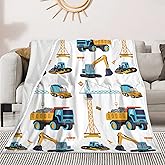 Construction Truck Blanket Boys Excavator Plush Throw Blanket Soft Fuzzy Flannel Tractor Blanket for Bed Couch Sofa Decor Blankets Trucks Car Lover Toddler Kids Blankets Gifts 60"x50"