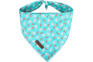 UP URARA PUP Easter Dog Bandana, Easter Triangle Bid Scarf for Medium Large Dog, Cotton Pet Kerchief for Girl Boy Dogs, Cute Carrot & Rabbit Carrot Dog Bandana, Comfortable Easter Dog Bandana