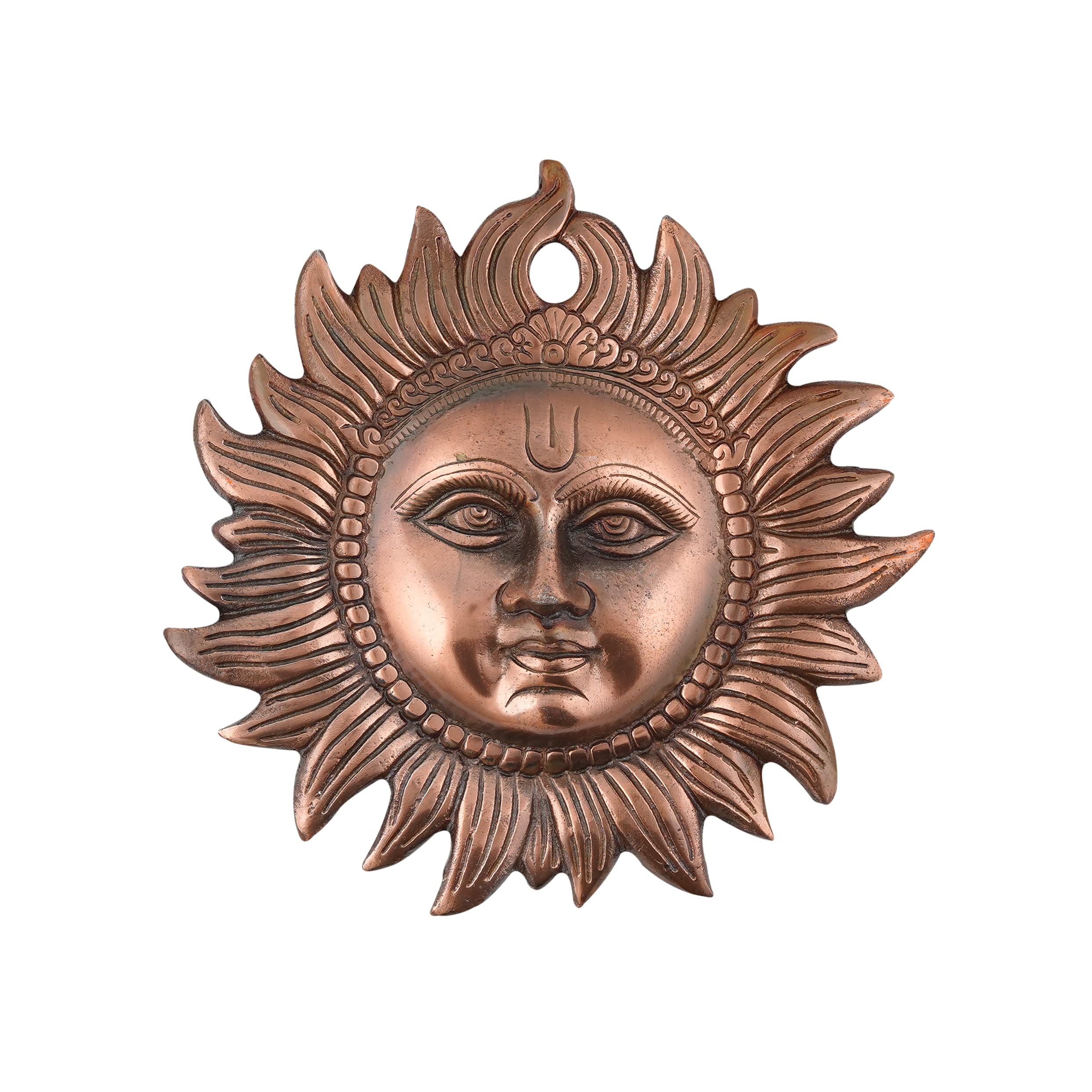 Craft Trade Copper Sun Idol Vastu Items Good Luck for Home Living Room and Bedroom Wall Hanging Decor - 8 Inches