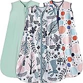 GUNTAIL Baby Sleep Sack 6-12 Months 3 Pack Baby Wearable Blanket 100% Rayon Cotton 2-Way Zipper Toddler Sleeping Sack .Comfy Soft Lightweight TOG 0.3 (Rabbit&Rocks&Green,)