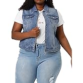 Agnes Orinda Plus Size Denim Vest for Women Sleeveless Zip Up Button Down Waistcoat Jeans Jackets Vests