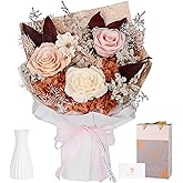 MAMAMIKO Preserved Bouquet of Flowers - Forever Flowers for Delivery, Real Eternal Roses, Anniversary Birthday Valentine Gifts for Women Mom Grandma Her Wife Girlfriend, Champagne
