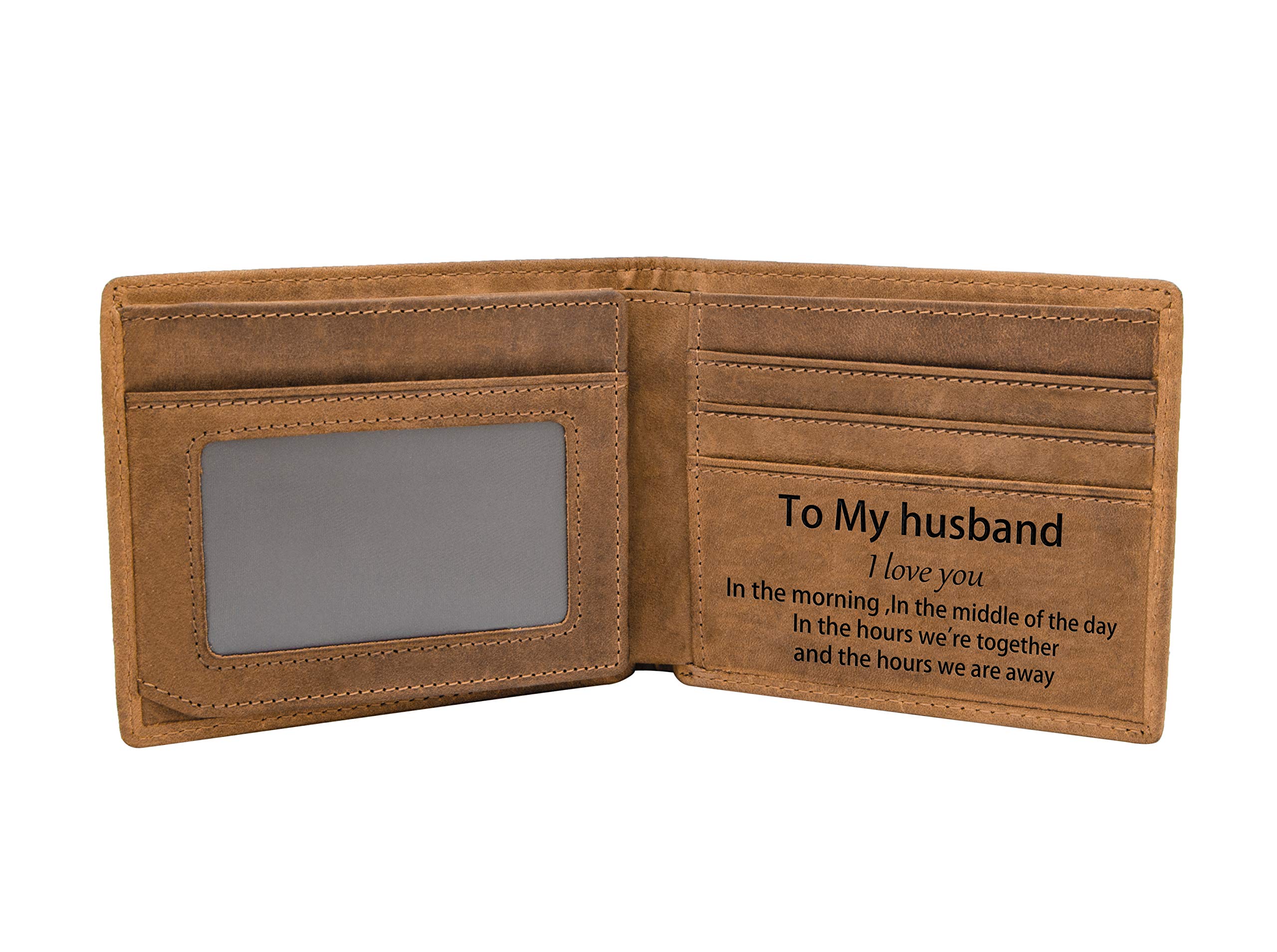 Kenon Engraved Custom RFID Blocking Bifold Stylish Wallet for Men, Birthday Gift for Husband, Personalized Wallet Christmas Valentine's Day Gifts for Husband