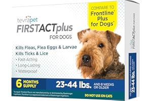 TEVRAPET FirstAct Plus Flea Treatment for Dogs, Medium Dogs 23-44 lbs, 6 Doses, Same Active Ingredients as Frontline Plus Flea and Tick Prevention for Dogs