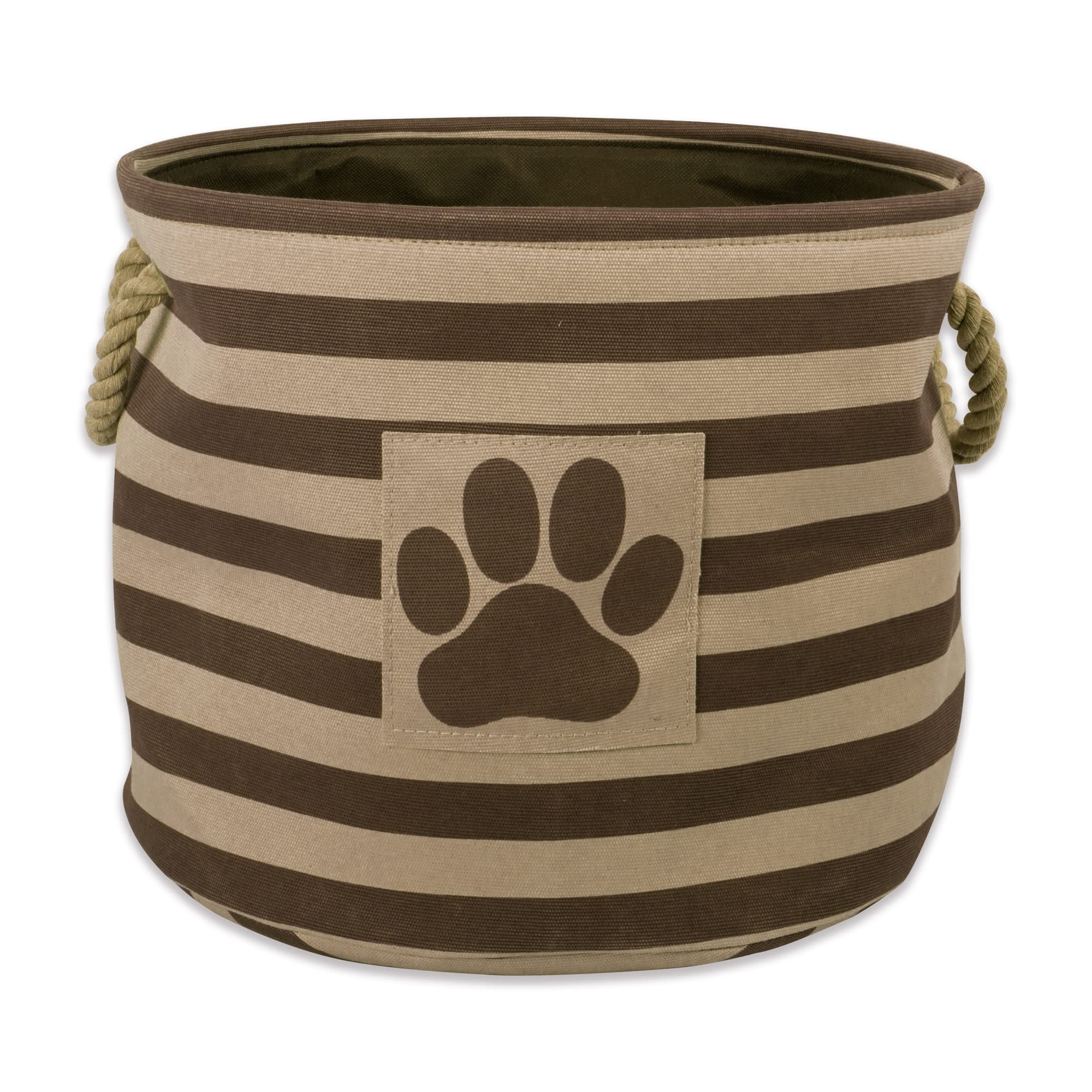 Bone Dry Striped Paw Patch Bin, Small Round, Brown — image 1