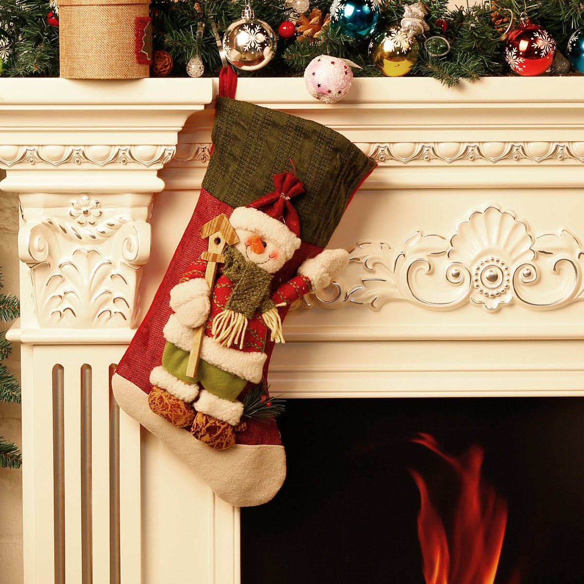 Moonmini 3d grande decorazione Natale Calza idea regalo Hanging Bag Cute Novelty Ornament Craft (Pupazzo di neve)