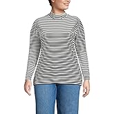 Lands' End Women's Relaxed Cotton Long Sleeve Mock Turtleneck Shirt