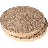 Round Cat Scratcher Refill - 10 Inch Diameter, 7/8 Inch Thickness - Cardboard Cat Scratcher Scratching Board Replacement Pads (2pcs) for Indoor Cats