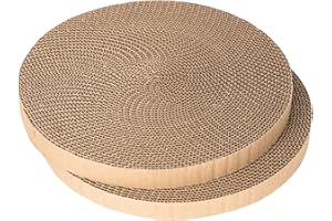 THAMIAO Round Cat Scratcher Refill - 10 Inch Diameter, 7/8 Inch Thickness - Cardboard Cat Scratcher Scratching Board Replacement Pads (2pcs) for Indoor Cats