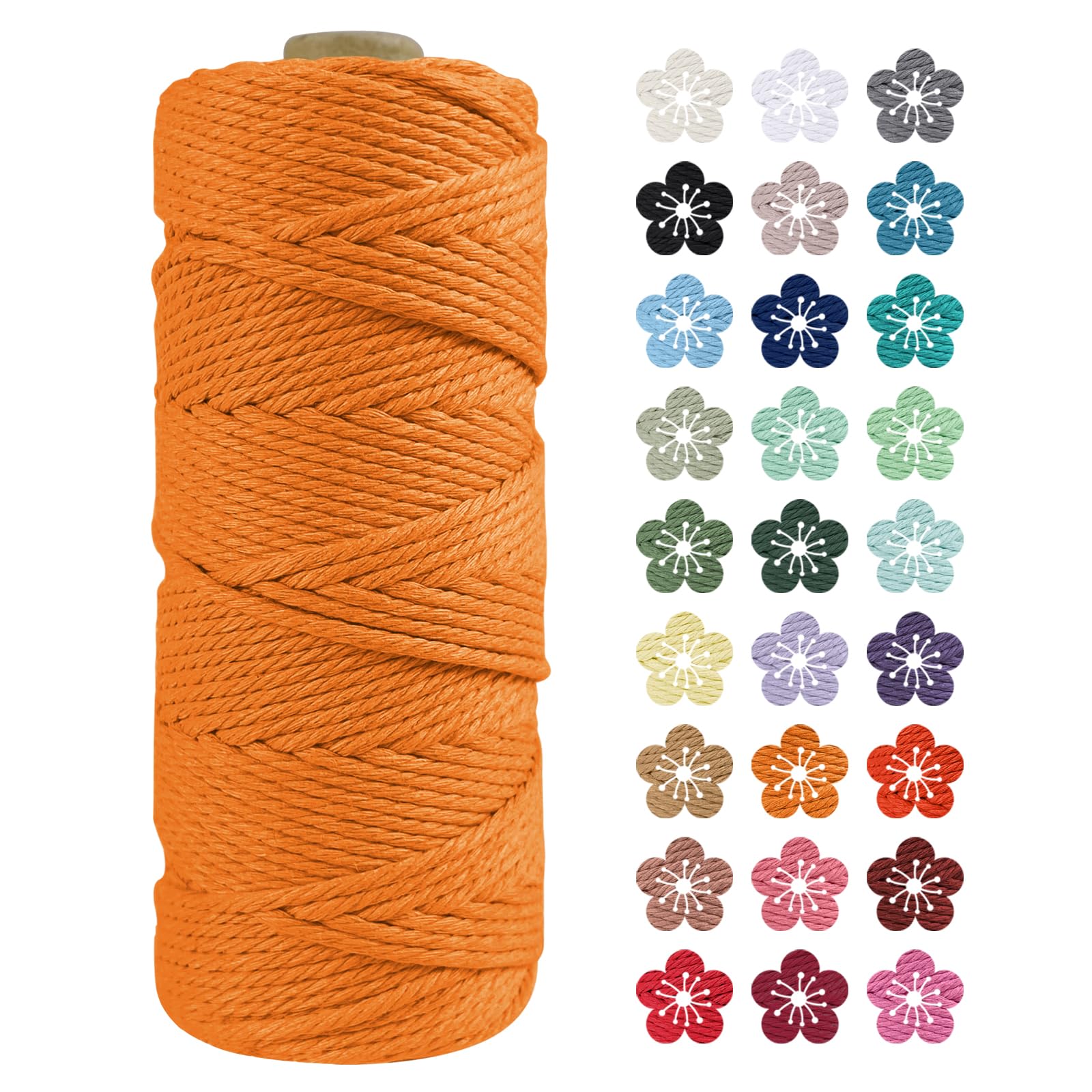 LEREATI Macrame Cord 2mm x 100m, Thick Macrame Rope Natural Cotton Rope Craft String, 3 Strand Twisted Cotton Cord Yarn for DIY Plant Hanger, Wall Hanging, Christmas Decoration (Golden)