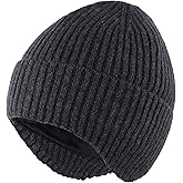 Connectyle Fleece Lined Beanie Hat for Men Women Warm Winter Hats with Earflaps Stretchy Ribbed Knit Skull Cap