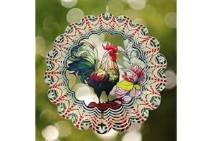 Eandisom Rooster Metal Wind Spinners - Gifts for Women Mom Grandma Wife, 12 inch 3D Indoor Outdoor Garden Decoration Crafts Cock Wind Spinner, Unique Outdoor Ornament-Suitable As a Creative Gift
