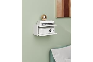 AREAJD White Small Mini Double-Deck Projector Mount, Projector Shelf/Cable Box Wall Mount/Router Wall Mount,Projector Wall Mount Floating,Projector Shelf for Wall,Projector Holder Stand Accessories