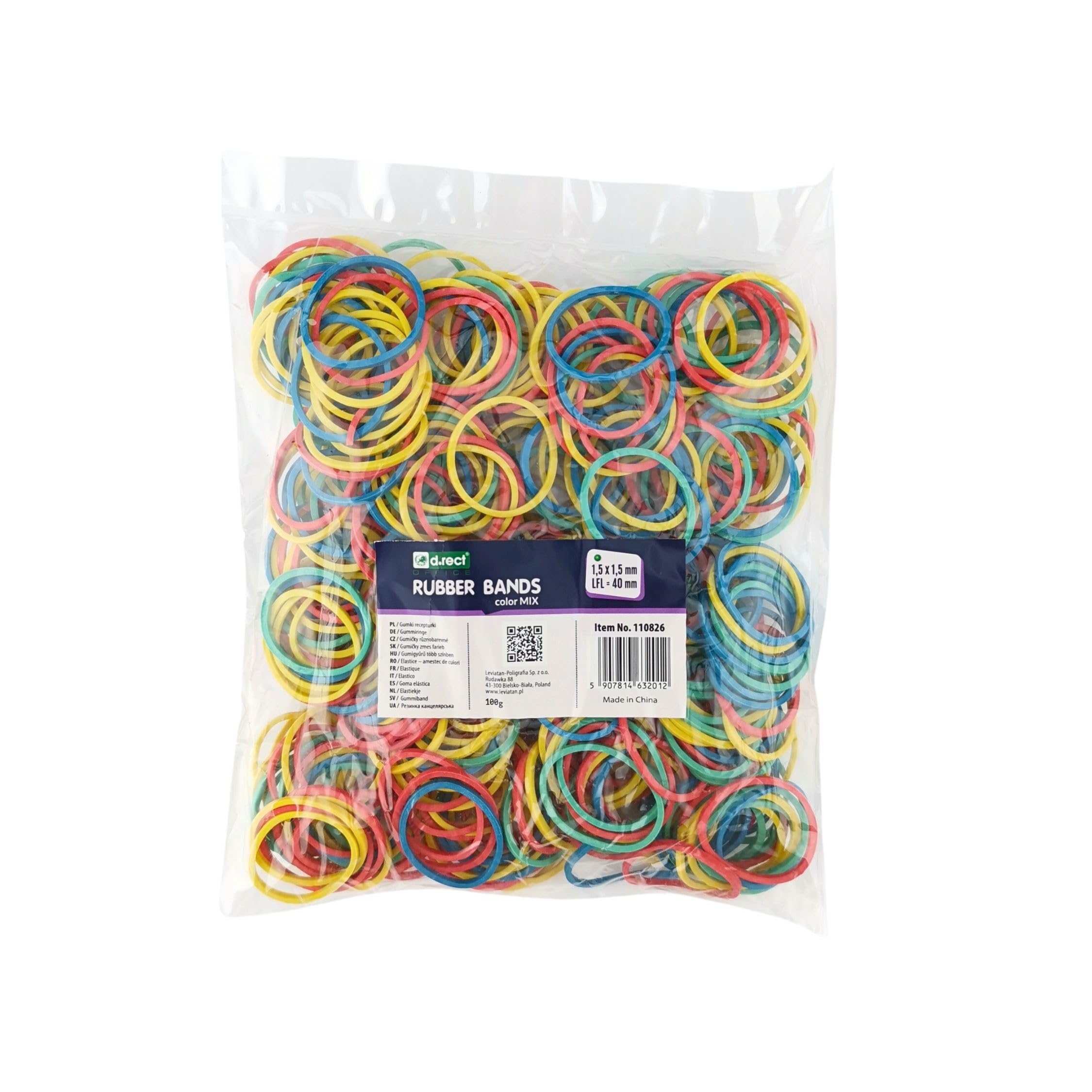 D.RECT - Rubber Bands | 100g Bag | 25mm Diameter x 1.5mm Width | Reusable Rubber Rings | Assorted Colours