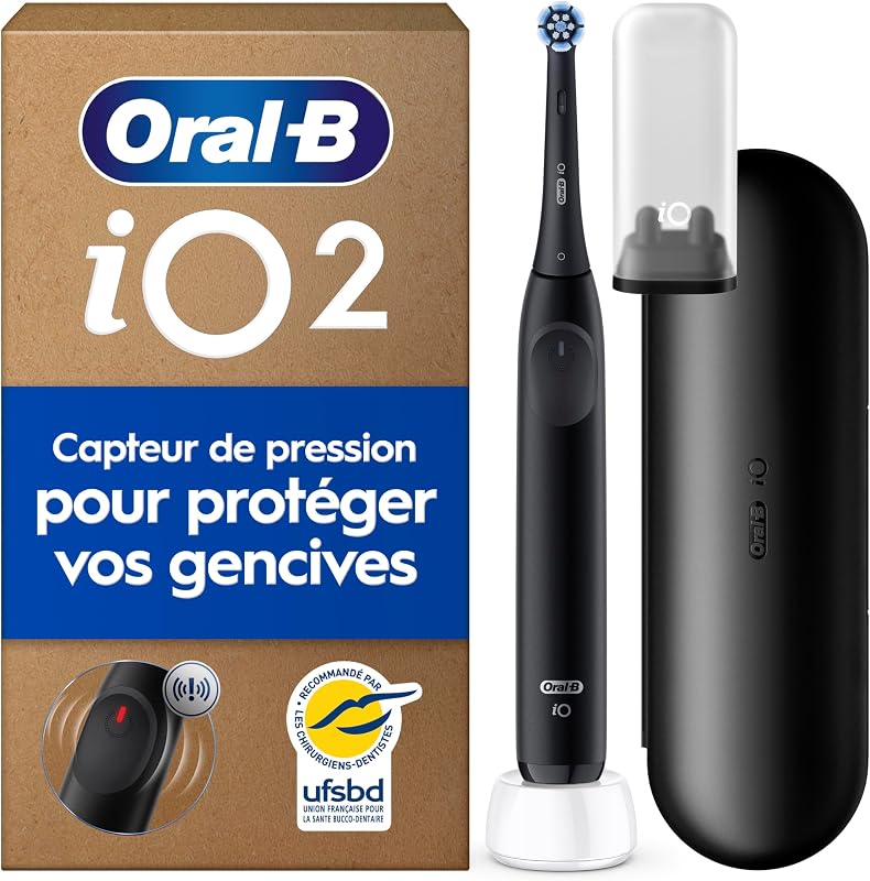 Brosse à Dents Electrique iO 2 avec 1 Brossette de Rechange, Noire