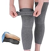 SENIOR ICARE Elastic Cotton Knee Warmers, Long Knee Sleeves for Men and Women - Circulation Support and Joint Pain Relief, Arthritis Aid, One Pair, Made in Japan