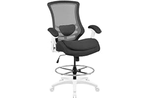 BOLISS 400lbs Mesh Ergonomic Office Computer Drafting Chair with Super Soft Adjustable Flipped Arms Molded Foam Double Seat Cushion Adjustment Lumbar Support Big Foot Ring (Black)