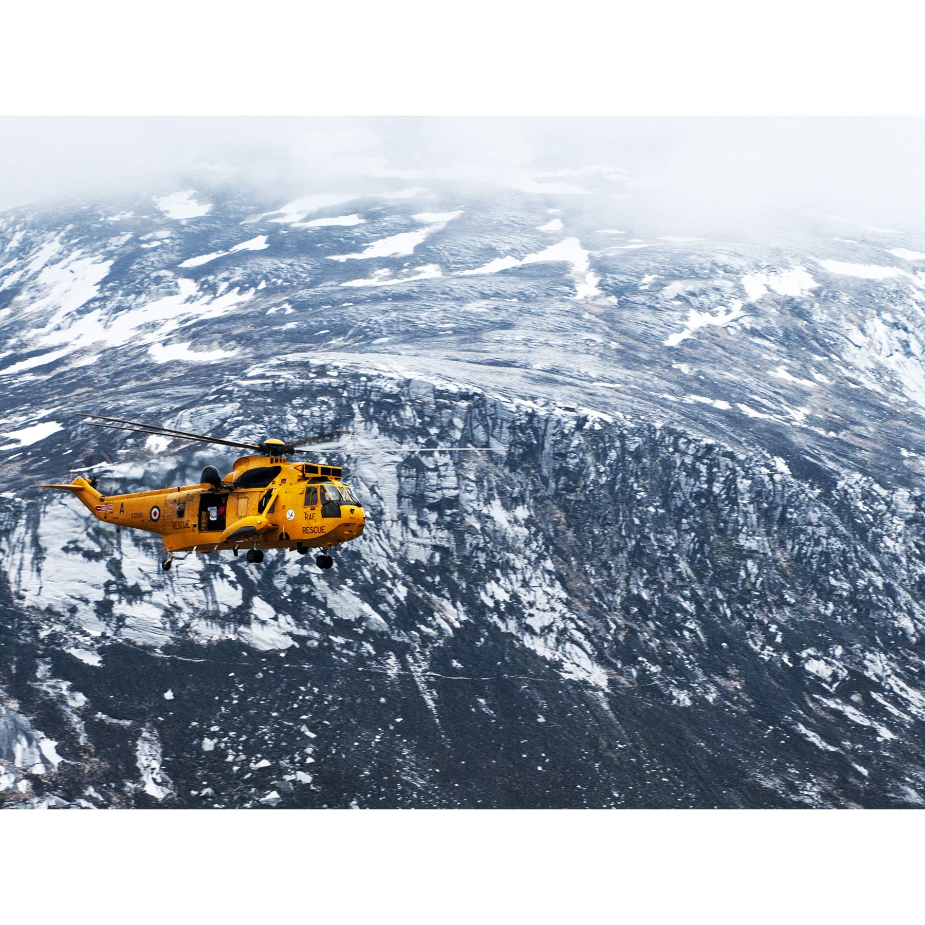 Storer Military UK RAF Rescue Helicopter Cairngorms Photo Premium Wall Art Canvas Print 18X24 Inch