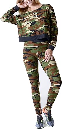 Clothing Sets for Women Camo Pullover 