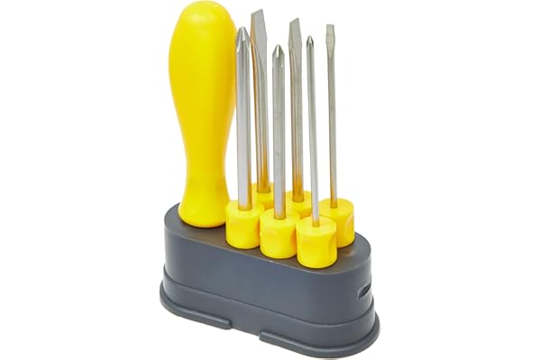 Tramontina 41110506 Jogo de Chaves de Fenda com Pontas Intercambiáveis, Conjunto de 6 Peças, Amarelo