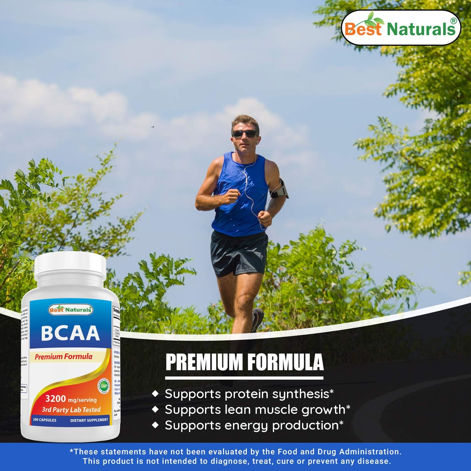 Best Naturals BCAA Branch Chain Amino Acid, 3200mg per serving, 200 Capsules - Pharmaceutical Grade - 100% Pure Instantized Formula - Image 5