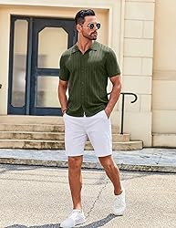 COOFANDY Men's Summer Shirt Short Sleeve Button Up