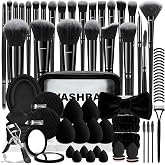 80PCS Makeup Brushes, Makeup Brush Set Professional Makeup Kit Multi-functional Makeup Tool Set with Case Facial Makeup Accessories,Brush Set Eye &amp; Makeup Sponge(Black)