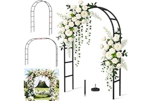 Fecita Thickened Rustproof Garden Arch Metal Trellis for Climbing Plants Outdoor, Wedding Arch Garden Arbor Frame Archway 4.9