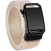 GAEKEAO Ratchet Belt for Men - No-Holes Adjustable Nylon Belt with Slide Buckle for Golf, Casual, Work & Travel with Gift Box