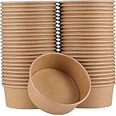 ZEONHAK 90 Pack Kraft Paper Bowls, 25 oz Disposable Paper Soup Bowls, to Go Food Container for Cold or Hot Food, Soup, Ice Cr