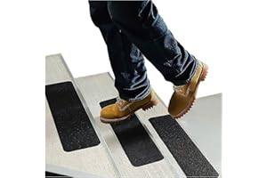 THREADNANNY Stair Treads Non Slip for Wooden Steps Indoor and Outdoor - Grip Tape for Stairs Concrete Steps (Works on All Surfaces & Weather), Waterproof Anti Slip Tape, Strong Non Skid Tapes 6” X 24” (5-Pack)