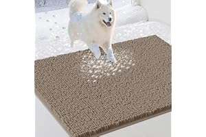 IM HOME Dog Door Mats for Muddy Paws, Chenille Absorbent Dog Mats, Non Slip Heavy Mud Mat for Dogs, Soft Pet Mat for Entryway, Mud Paws, Inside Floor,36" x 24", Beige