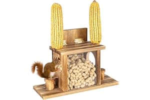 YSYHOME Funny Squirrel Feeder,Carbonized Squirrel Feeders for Outside,Easy Filling and Cleaning with Removable Front Panel,Durable Squirrel House Box for Outdoors,Attracting Squirrel and Chipmunk