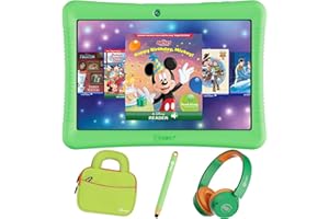 Contixo 10" Android Kids Tablet Bundle - 32GB, 80+ Disney Storybooks ($350 Value), Parental Controls, Kid-Proof Case w/Kickstand & Stylus, Headphones & Sleeve Bag - Green