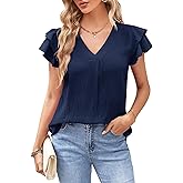 MOLERANI Women's Dressy Casual Shirts Ruffle Short Sleeve V Neck Work Blouses Business Summer Tops 2025 Outfits Clothes