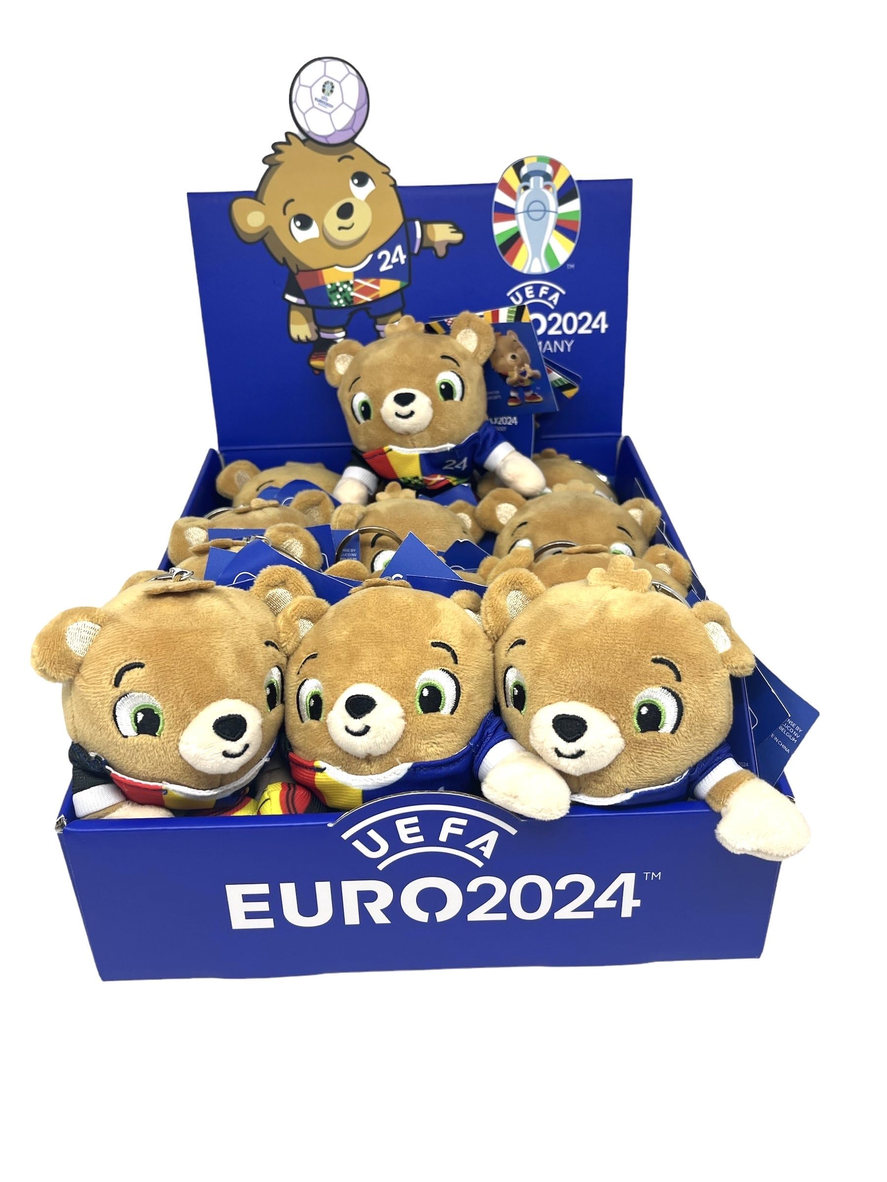 UEFA Euro 2024 - Official Mascot Albärt - 12 cm Keyring Plush Toy - Complete Display of 12 Pieces