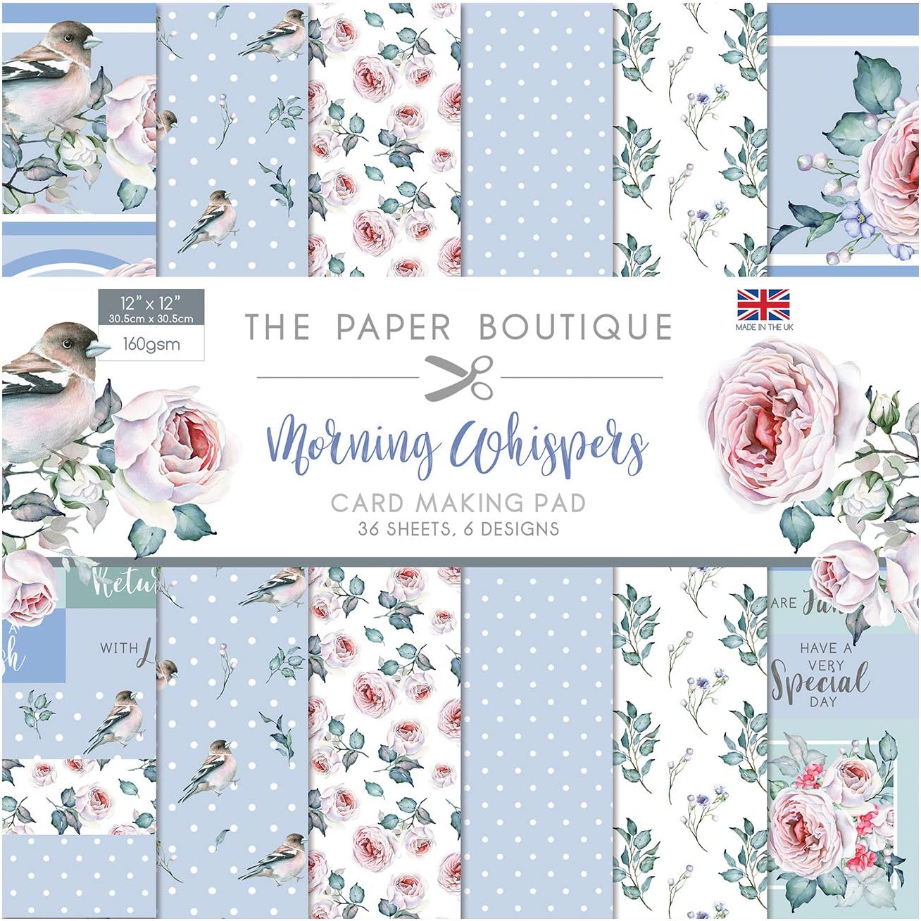 The Paper Boutique Morning Whispers Collection-Card Making Pad, Mixed Pastel, 12 x 12