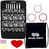 ChiaoGoo Twist Red Lace 4-inch Small 7400-S Interchangeable Set | US 2, 3, 4, 5, 6, 7, 8, Circular Knitting Needles, Stainless Steel, 3 Cables, Project Bag