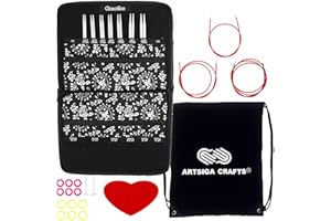 ChiaoGoo Twist Red Lace 4-Inch Small 7400-S Interchangeable Circular Knitting Needle Set, Sizes US 2, 3, 4, 5, 6, 7, 8, Stainless Steel with 4 Cords with Project Bag