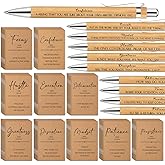 PerKoop Employee Appreciation Gift Bulk 3×5 Inches Small Inspirational Notebooks Motivational Bamboo Pens Thank You Gifts Kraft Pocket Journals Notepads for Coworker Team Staff Office(Words,100 Pcs)