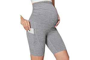 Ewedoos Maternity Biker Shorts with Pockets Buttery Soft Maternity Shorts Over Belly Pregnancy Shorts Active Yogs Short