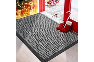 Mibao Front Door Mat, Heavy Duty Durable Welcome Mat for Outdoor Indoor, Dirt Trapper Waterproof Super Absorbent Door Mat for Entryway Outside Patio Porch, 29.5" x 17", Grey