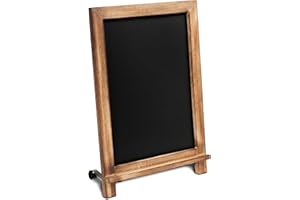 HBCY CREATIONS Rustic Torched Tabletop Chalkboard Sign/Hanging Magnetic Wall Chalkboard/Small Countertop Chalkboard Easel/Kitchen Countertop Memo Board / 12" x 17" in. Weddings, Birthdays, Baby Announcements