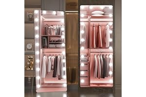 OUBOYO OUYOBO Full Length Mirror with Lights, 65" x 22" Led Standing Mirror, Hollywood Full Body Mirrors with Bulbs, Wall Mounted, 3 Colors Temperature