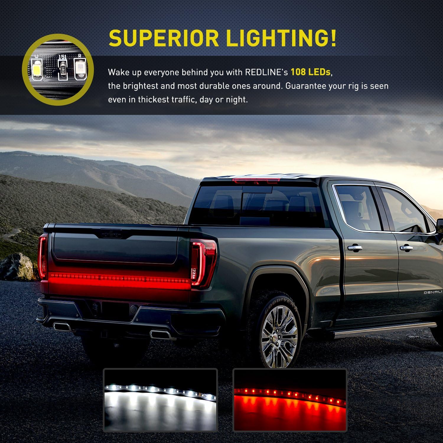 Nilight 48”/49” LED Tailgate Light Strip 90 LED Red/White for Running Light Brake Light Turn Signal Lights Reverse Light，2 Years Warranty, 48"/49" Truck Tailgate Light Bar: Automotive