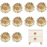 Xinally 10 Pcs Gold Cabinet Knobs,Zinc Alloy Flower Shape Drawer Knobs,Cabinet Hardware,for Drawer Bathroom Closet Wardrobe Dresser Cabinet (Flower)