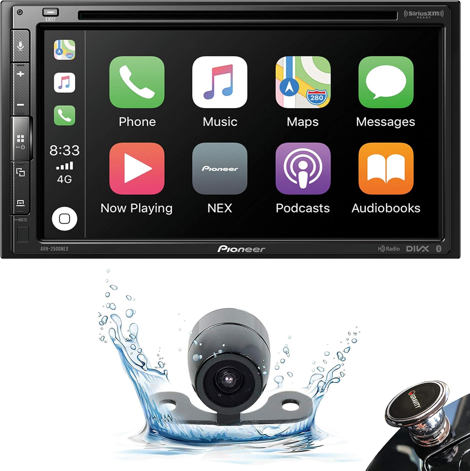 Pioneer AVH-2500NEX Double DIN in-Dash DVD/CD Car Stereo Receiver with Built-in Android Auto and Apple CarPlay (AVH-2500NEX+XV-20C+MAGNET)